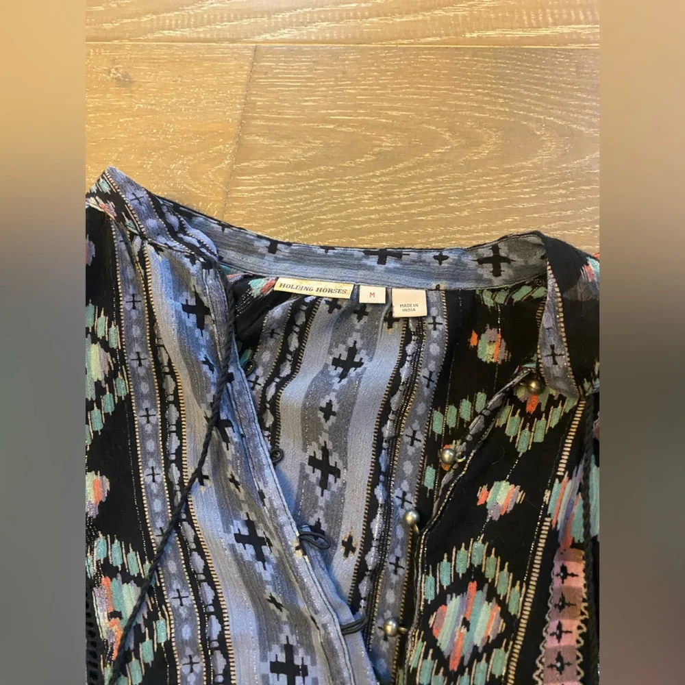 NWOT Anthropologie Holding Horses Winter Moon Boho Western Tunic Tiered Dress M - Picture 7 of 10